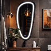 Specchio LED Asimmetrico Verticale | Pulsanti touch | Funzione anti-appannamento | Luce bianca fredda - Reyze Serie Salono Modello 1